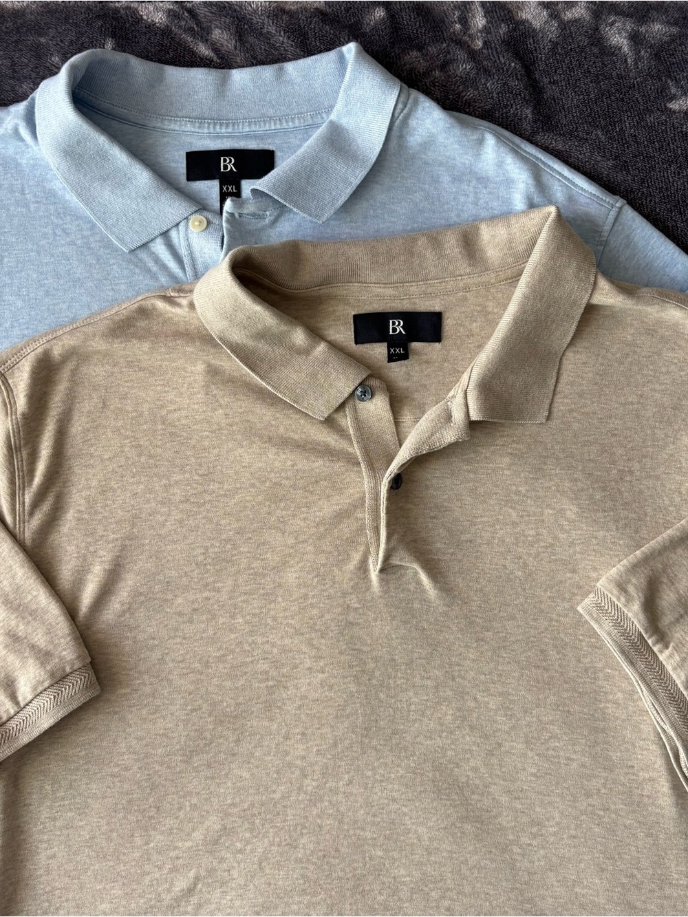 Banana Republic Mens Lux Touch Polo Shirt Heathered Blue/Beige XXL Tall Lot of 2